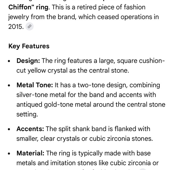 Lia Sophia “lemon chiffon” cushion cut yellow cubic zirconia ring - Picture 6 of 7